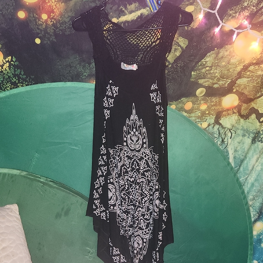 India Boutique Black and White Cold Shoulder Sundress